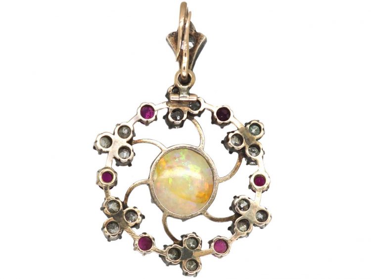 Victorian Opal, Diamond & Ruby Pendant (696U) | The Antique Jewellery ...