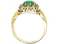 Edwardian 18ct Gold Ring set with a Rectangular Cut Emerald & Diamonds