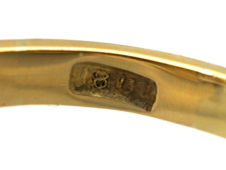 Edwardian 18ct Gold Ring set with a Rectangular Cut Emerald & Diamonds ...