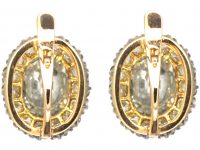 Early 20th Century 18ct Gold, Oval Cluster Earrings set with Large Diamonds