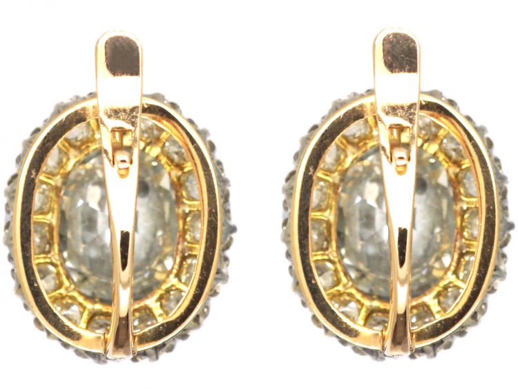 Early 20th Century Oval Cluster Earrings set with Large Diamonds