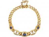 Edwardian 15ct Gold Bracelet set with Sapphires & Diamonds