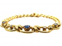 Edwardian 15ct Gold Bracelet set with Sapphires & Diamonds