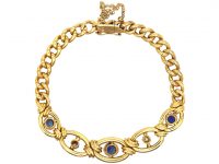 Edwardian 15ct Gold Bracelet set with Sapphires & Diamonds