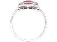Art Deco Platinum, Ruby & Diamond Rectangular Ring