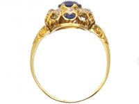 Victorian 18ct Gold Cluster Ring set with a Sapphire & Diamonds