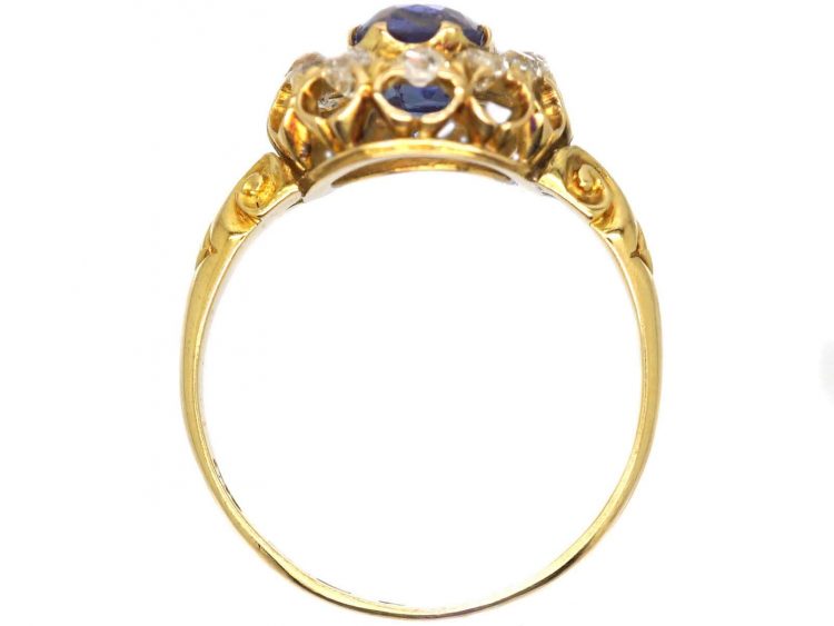 Victorian 18ct Gold Cluster Ring set with a Sapphire & Diamonds
