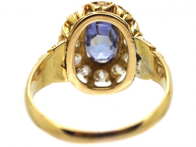 Victorian 18ct Gold Cluster Ring set with a Sapphire & Diamonds (686U ...