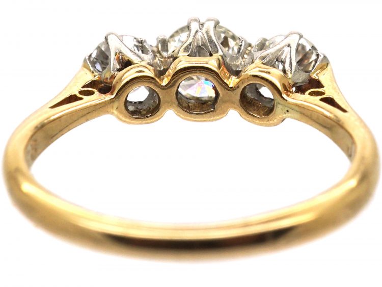 Mid-Century 18ct Gold & Platinum, Three Stone Diamond Ring