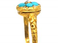 Early 19th Century 18ct Gold Locket Ring set with Turquoise & Diamonds