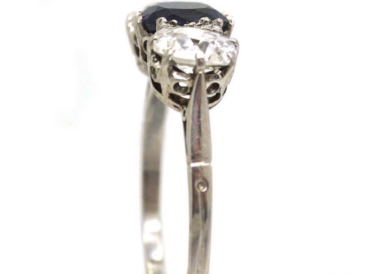 Edwardian Platinum, Sapphire & Diamond Three Stone Ring