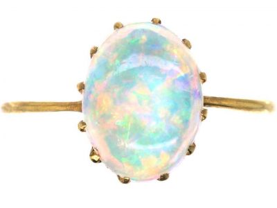 Edwardian 18ct Gold, Opal Solitaire Ring