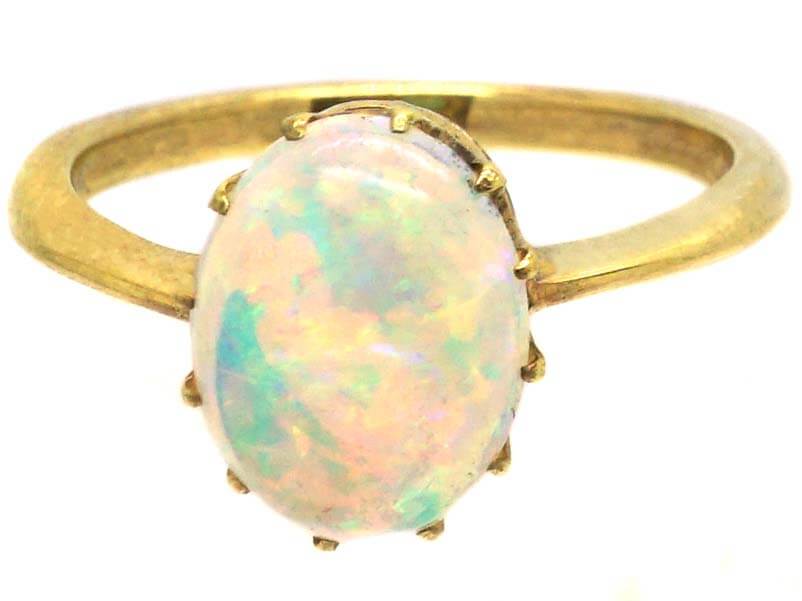 Edwardian 18ct Gold, Opal Solitaire Ring (904T) | The Antique Jewellery ...