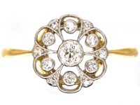 Edwardian 18ct Gold & Platinum, Pierced Diamond Cluster Ring