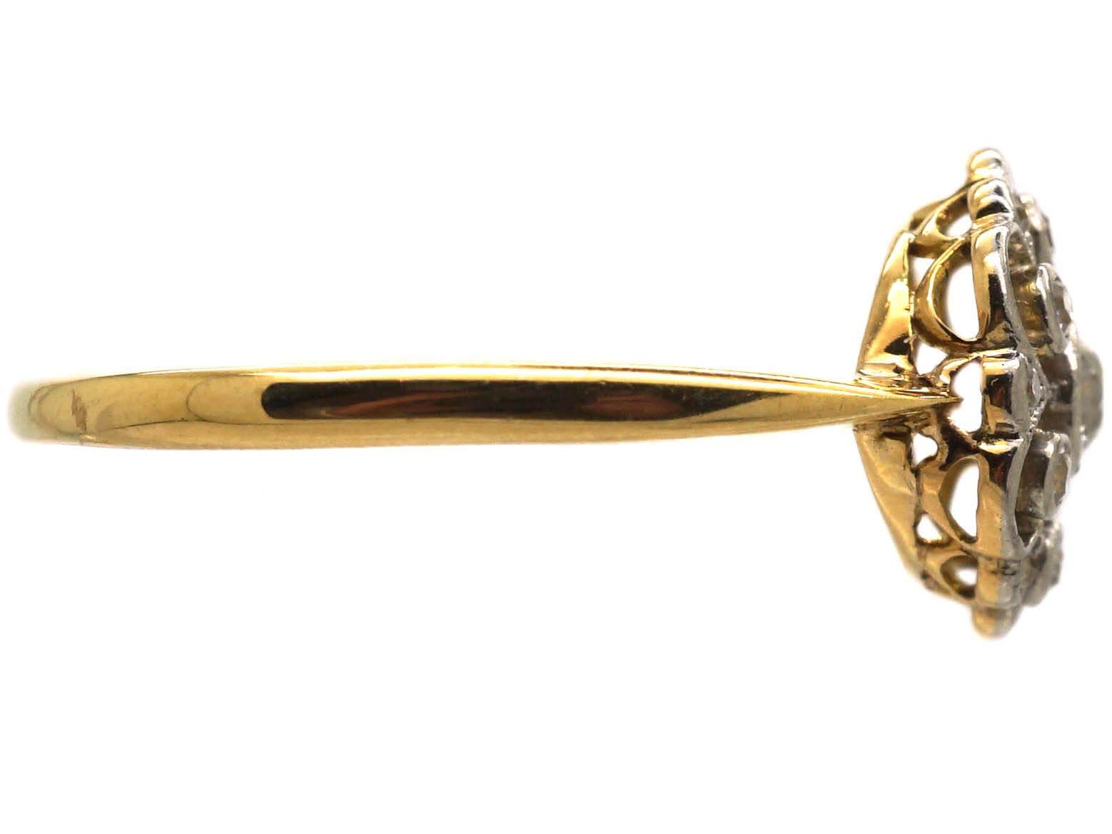 Edwardian 18ct Gold & Platinum, Pierced Diamond Cluster Ring (755U ...