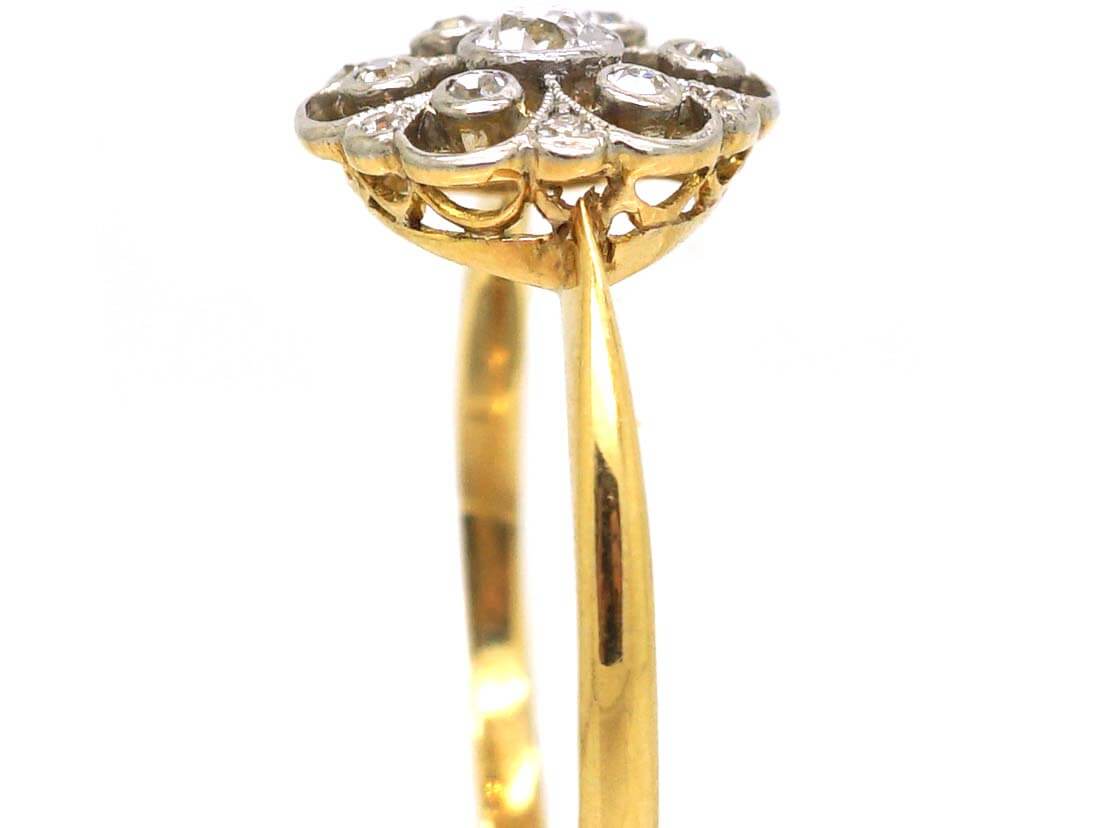 Edwardian 18ct Gold & Platinum, Pierced Diamond Cluster Ring (755U ...