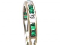 18ct White Gold, Emerald & Diamond Half Eternity Ring