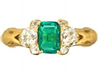 Early Victorian 18ct Gold, Emerald & Diamond Ring