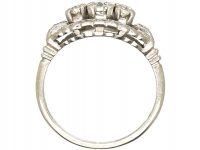 Early 20th Century Platinum, Three Stone Diamond Cluster Ring by Alabaster & Wilson