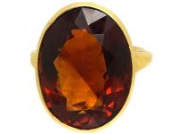 Retro 18ct Gold Ring set with a Large Madeira Citrine