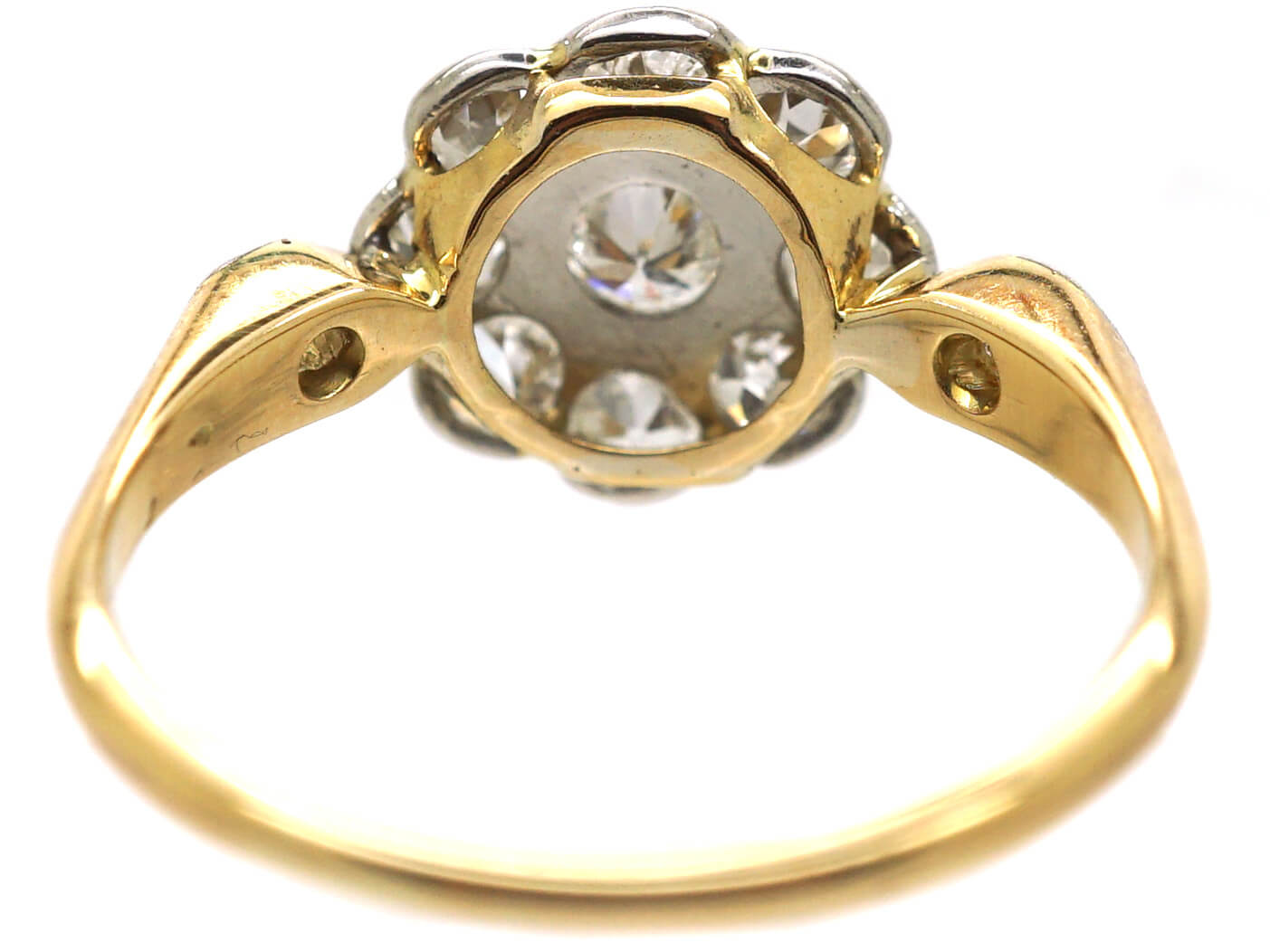 Edwardian 18ct Gold & Platinum Diamond Cluster Ring with Diamond Set ...