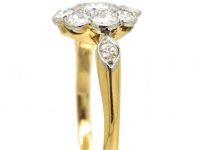 Edwardian 18ct Gold & Platinum Diamond Cluster Ring with Diamond Set Shoulders