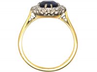 Early 20th Century 18ct Gold, Sapphire & Diamond Oval Cluster Ring