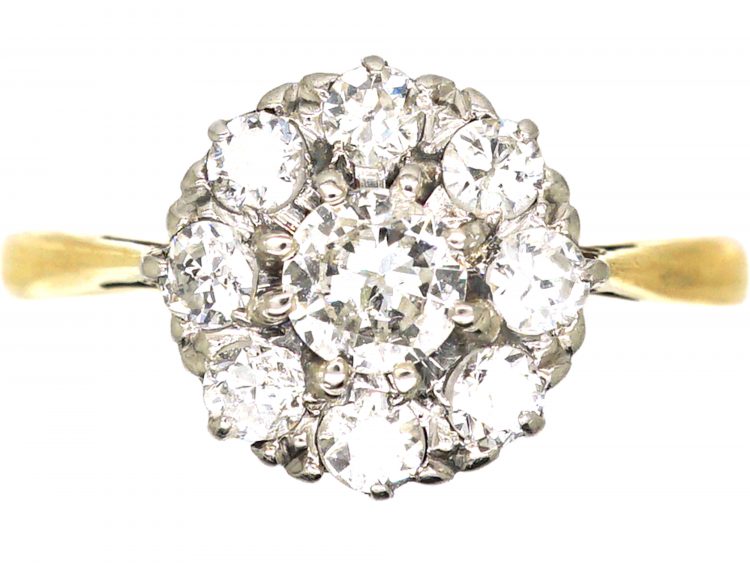 Early 20th Century 18ct Gold & Platinum, Diamond Cluster Ring