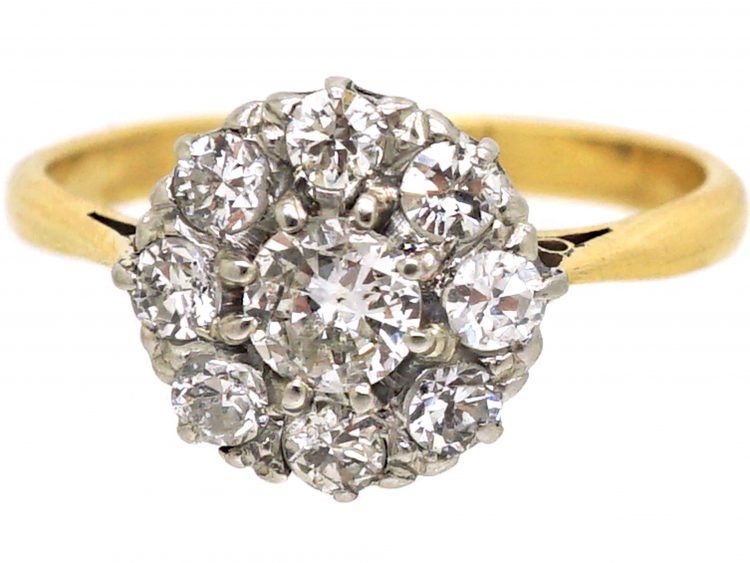 Early 20th Century 18ct Gold & Platinum, Diamond Cluster Ring