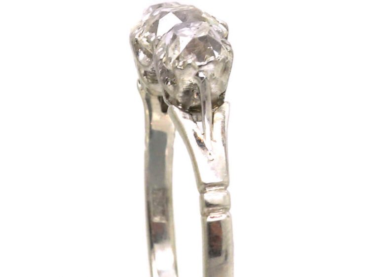 Early 20th Century Platinum, Old Mine Cut Three Stone Diamond Ring
