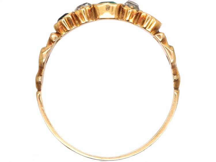Regency 15ct Gold Ring set with Emeralds & Diamonds