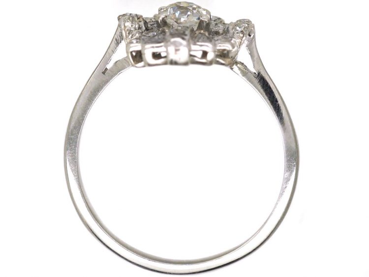 Art Deco Platinum Fan Shaped Ring set with Diamonds