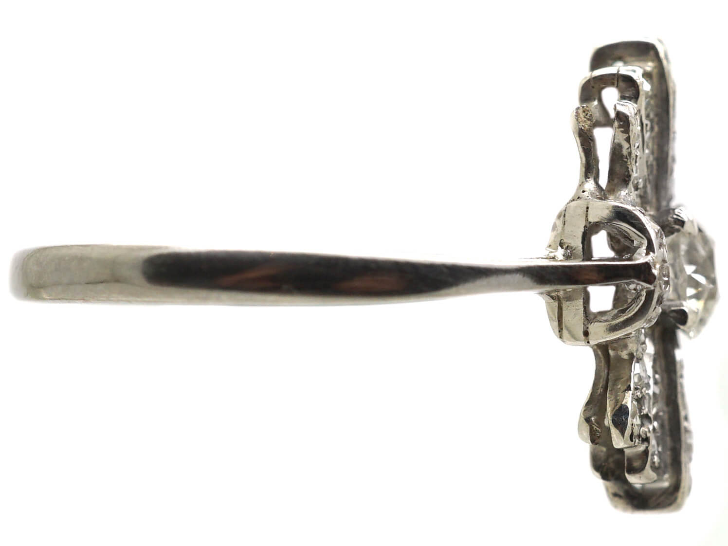 Art Deco Platinum Fan Shaped Ring set with Diamonds (765U) The Antique Jewellery Company