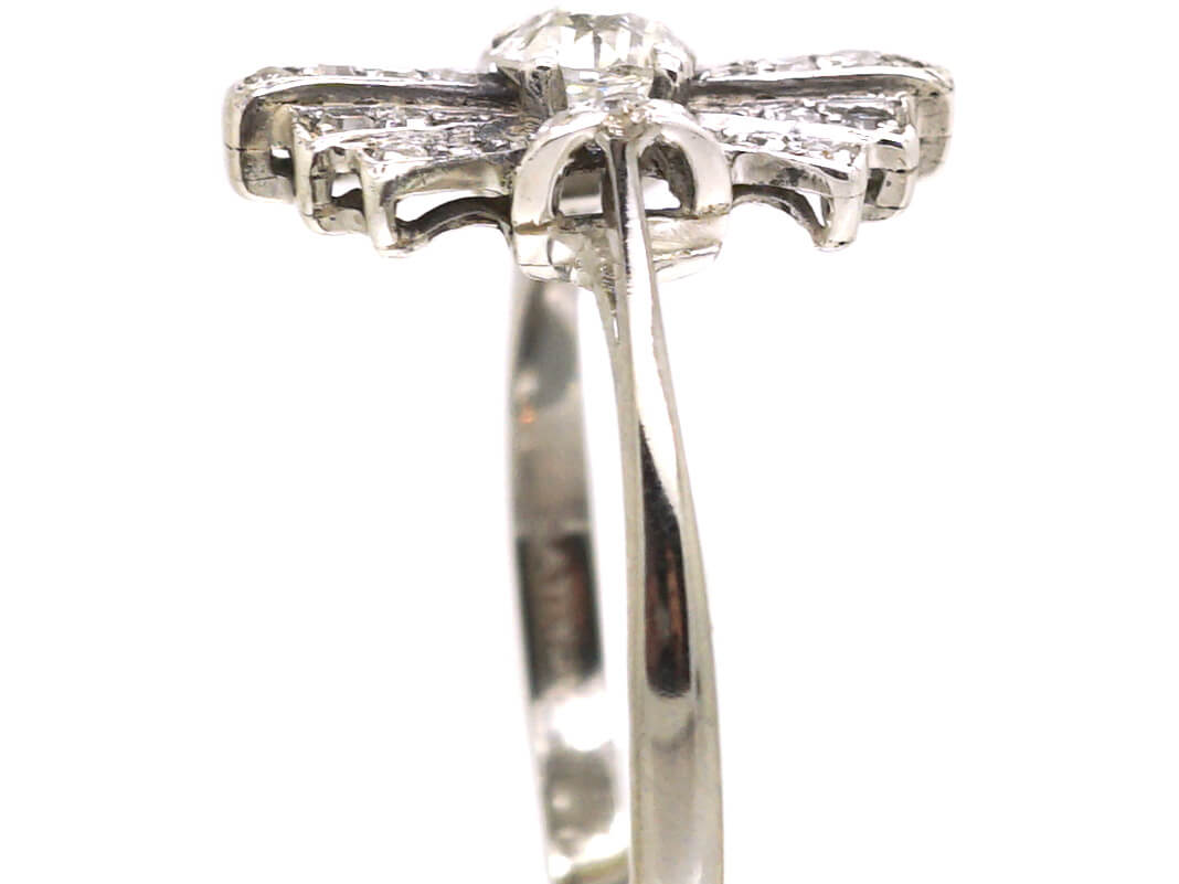 Art Deco Platinum Fan Shaped Ring set with Diamonds (765U) The Antique Jewellery Company
