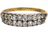 Georgian 15ct Gold & Silver Two Row Old Mine Cut Diamond Ring