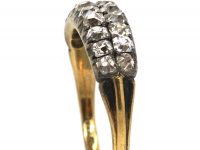 Georgian 15ct Gold & Silver Two Row Old Mine Cut Diamond Ring