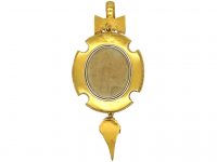 Victorian 18ct Gold Pendant by E. W Streeter set with a Cabochon Garnet with Natural Split Pearls