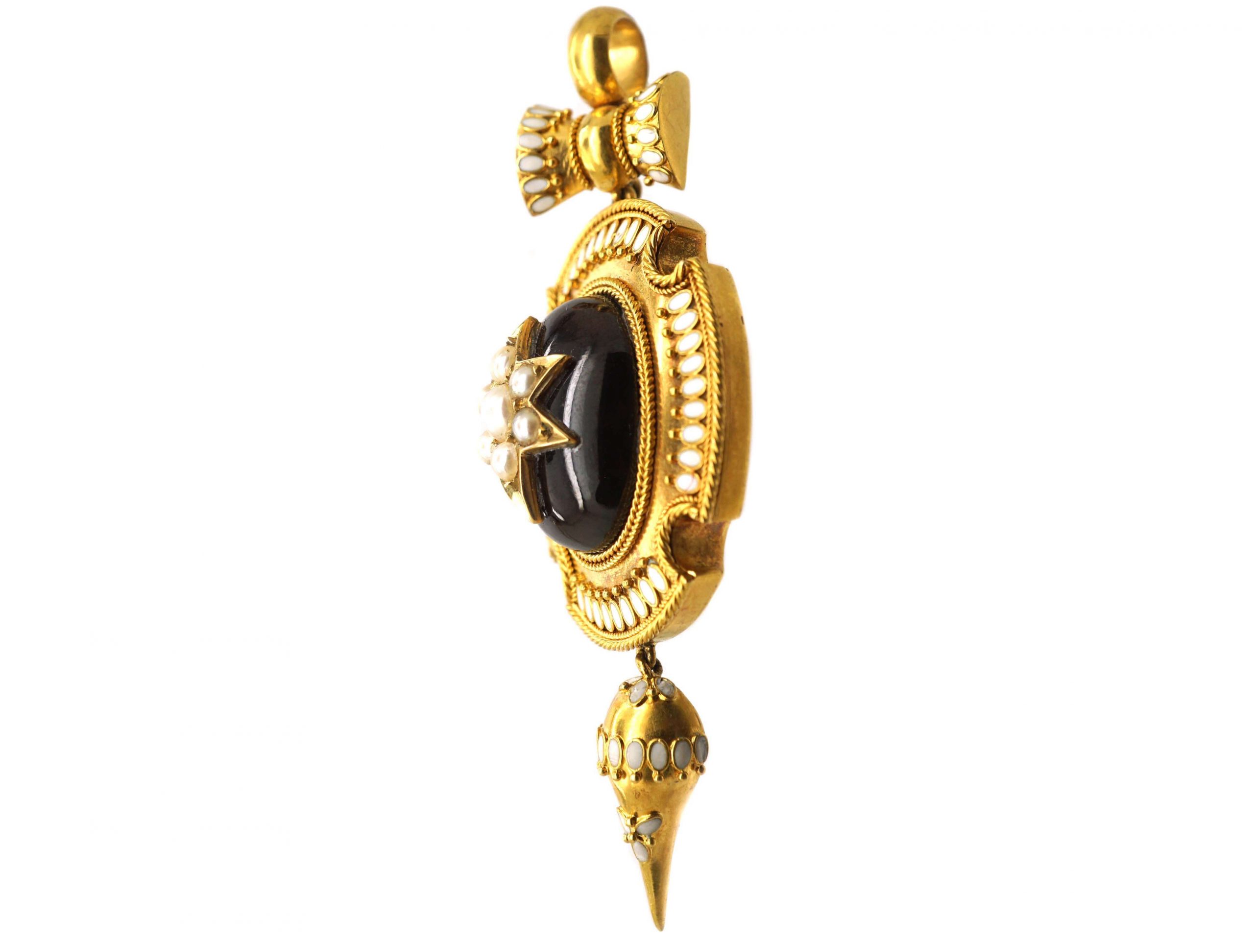 Victorian 18ct Gold Pendant by W Streeter set with a Cabochon