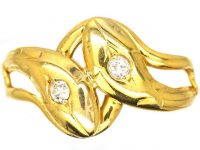 French Belle Epoque 18ct Gold Snake Ring set with Diamonds