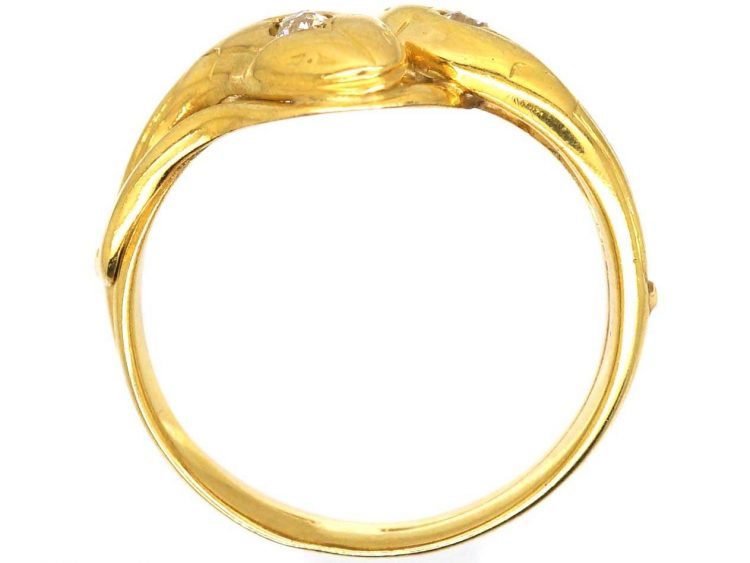 French Belle Epoque 18ct Gold Snake Ring set with Diamonds