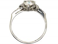 Early 20th Century 18ct White Gold & Platinum, Diamond Crossover Ring