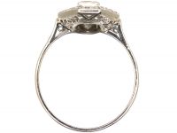 Art Deco Platinum Navette Shaped Ring set with Baguette & Round Diamonds