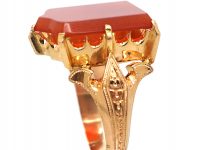 Victorian 15ct Gold Signet Ring with Shield Motif set with a Carnelian