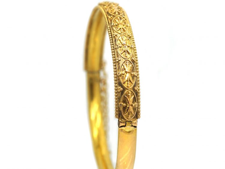 Victorian 15ct Gold Etruscan Revival Bangle