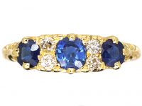 Victorian 18ct Gold, Sapphire & Diamond Three Stone Ring