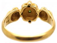 Edwardian 18ct Gold Cluster Ring set with Natural Split Pearls & Green Garnets