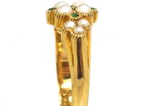 Edwardian 18ct Gold Cluster Ring set with Natural Split Pearls & Green Garnets