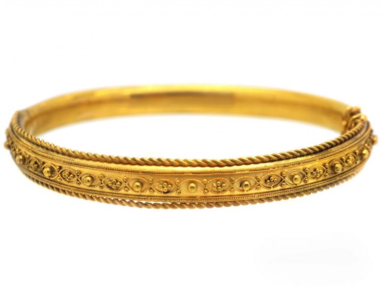 Victorian 15ct Gold Etruscan Style Bangle