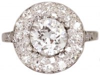 Early 20th Century Platinum, Diamond Cluster Ring with Large Centre Diamond