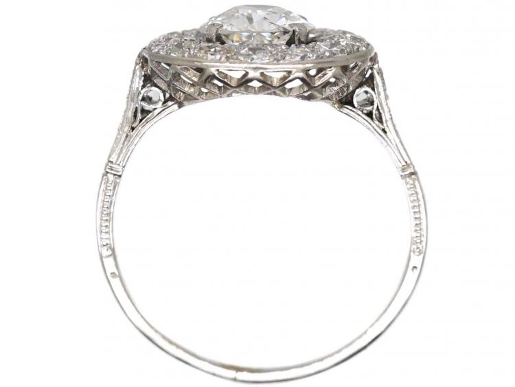 Early 20th Century Platinum, Diamond Cluster Ring with Large Centre Diamond